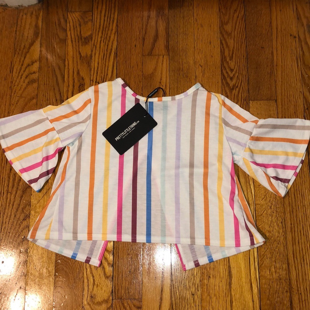 PRETTYLITTLETHING rainbow 🌈 striped crop top